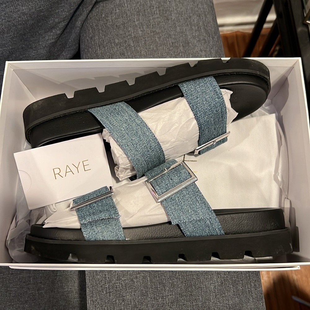 RAYE clifton denim sandals size 9